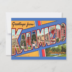 Retro Kalamazoo Michigan Greeting Postcard