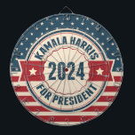 Retro Kamala Harris for President 2024 Election Dartboard<br><div class="desc">Cute retro Kamala Harris for President stars and stripes dart board with the American flag for the 2024 election. A cool vintage looking gift for a democrat in blue and red. Patriotic democratic party design.</div>