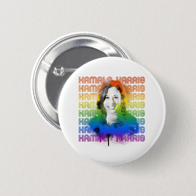 Retro Kamala Harris Pride 6 Cm Round Badge (Front & Back)