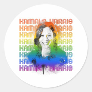 Retro Kamala Harris Pride Classic Round Sticker
