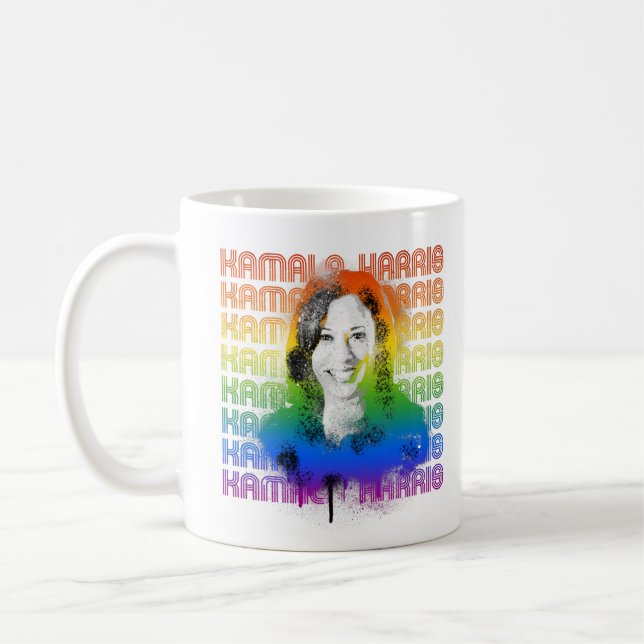 Retro Kamala Harris Pride Coffee Mug (Left)