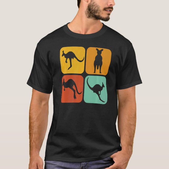Retro Kangaroo I Marsupial I Australian Kangaroo T-Shirt (Front)