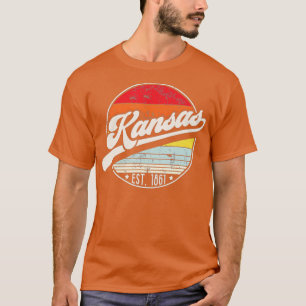 Retro Kansas Home State KS Cool 70s Style Sunset T-Shirt