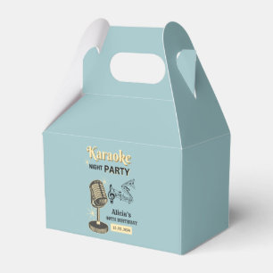 Retro Karaoke Night Party Teal & Cream Birthday Favour Box