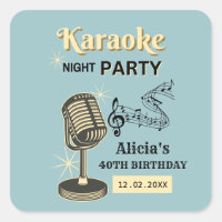 Retro Karaoke Night Party Teal & Cream Birthday