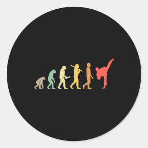 Retro Karate Evolution Gift For Karateka  Classic Round Sticker