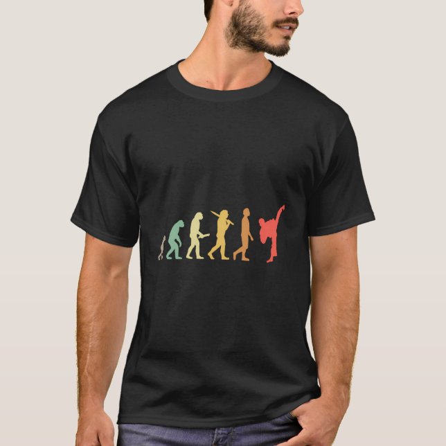 Retro Karate Evolution Gift For Karateka T-Shirt (Front)