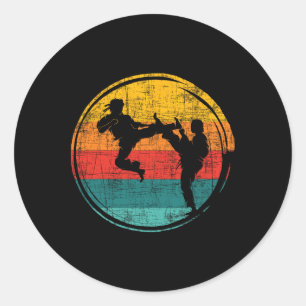 Retro Karate Fighter - Karateka Comt Self Defence Classic Round Sticker