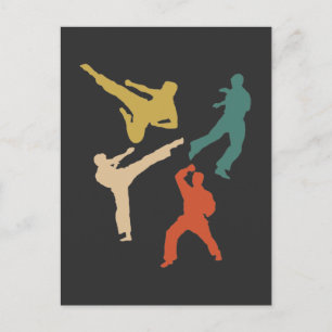 Retro Karate Fighter Kicks Martial Arts Postcard