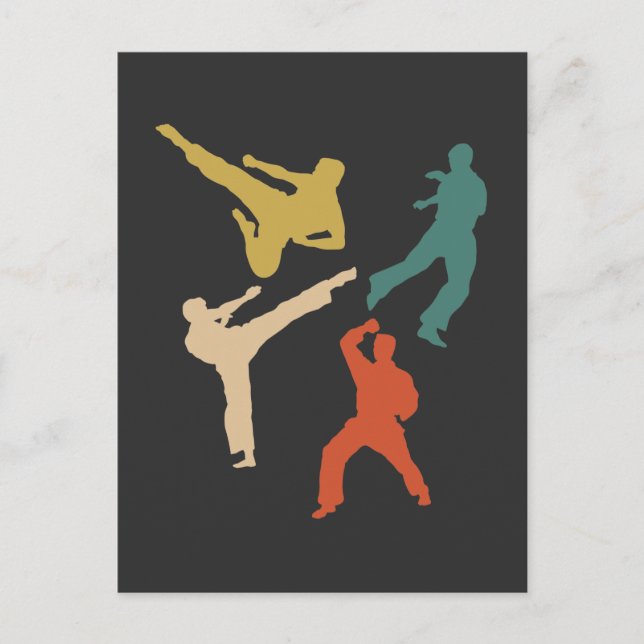 Retro Karate Fighter Kicks Martial Arts Postcard (Front)