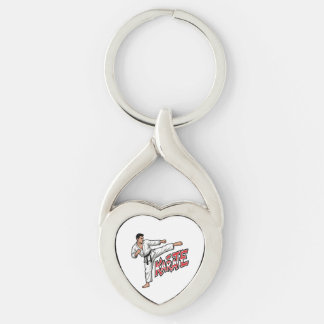 Retro Karate Martial Arts Fighter High Kick Key Ring