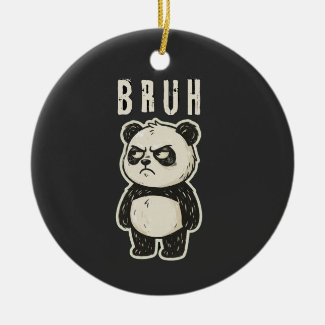 Retro Karate Panda Martial Arts Sunset Ceramic Tree Decoration (Front)