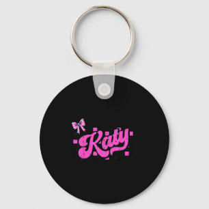 Retro Katy Checkered Coquette Bow Butterfly  Key Ring