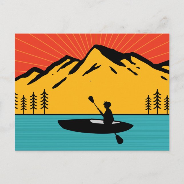 Retro Kayaking Boating Paddling Lake Tahoe Postcard (Front)