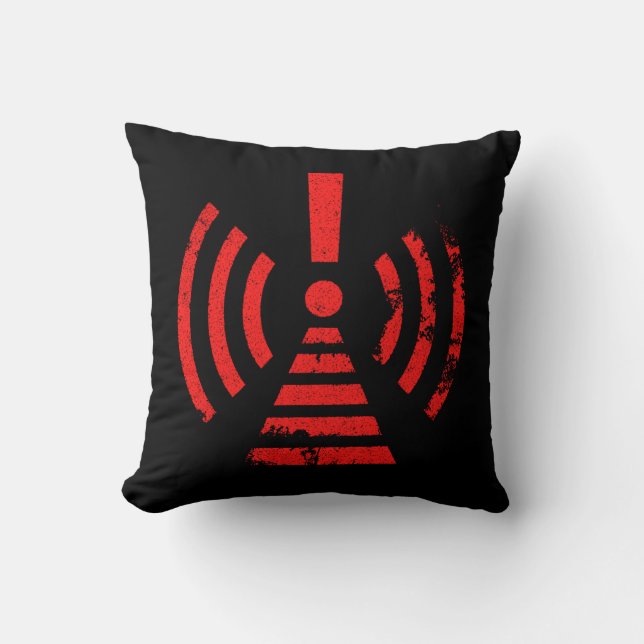 Retro Keep Back Energy Warning Symbol Cushion (Front)