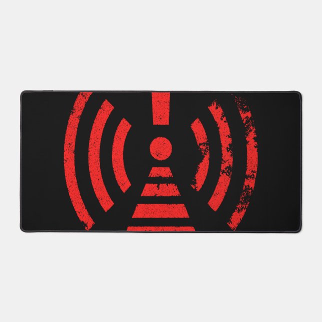 Retro Keep Back Energy Warning Symbol Desk Mat (Front)