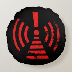 Retro Keep Back Energy Warning Symbol Round Cushion
