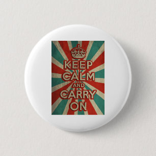 Retro Keep Calm And Carry On 6 Cm Round Badge