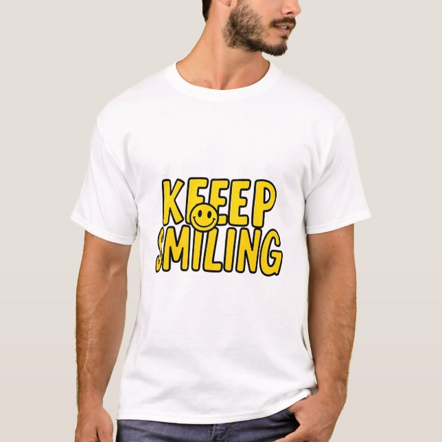 Retro Keep Smiling Smiley Face T-Shirt (Front)