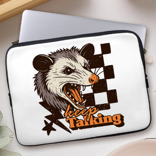 Retro Keep Talking Feral Possum: Angry Wild Animal Laptop Sleeve