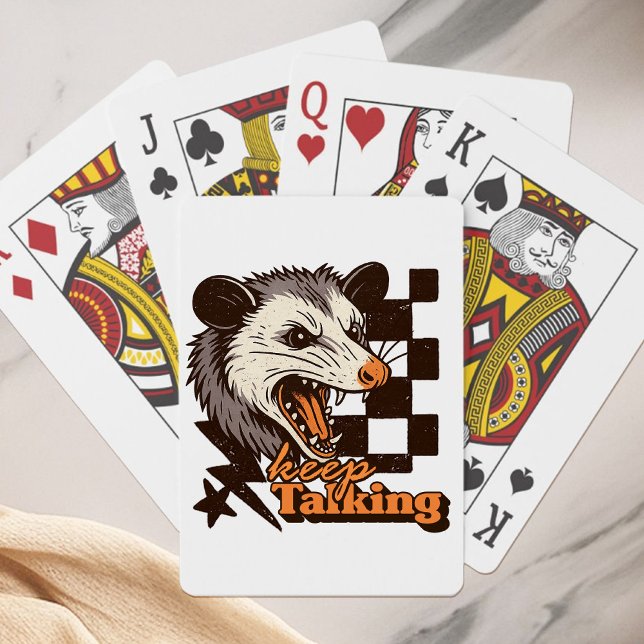 Retro Keep Talking Feral Possum: Angry Wild Animal Playing Cards (This keep talking feral possum design brings bold edgy humor to your day!
)