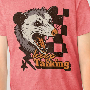 Retro Keep Talking Feral Possum: Angry Wild Animal Tri-Blend Shirt