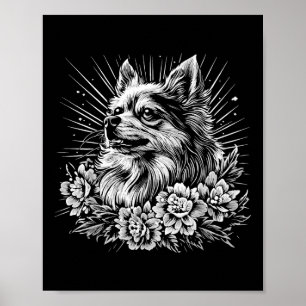 Retro Keeshond Dog Lover Tattoo Style Poster