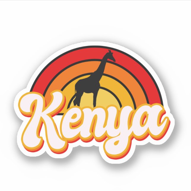 Retro Kenya Giraffe Silhouette Sunset (Front)