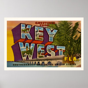Retro Key West Florida 20x30 Postcard Print