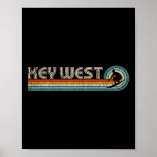 Retro Key West Florida Surfing Tee Key West  Poster