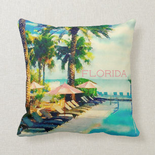 Retro Key West, Florida Throw Pillow