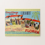 Retro Key West Greeting Jigsaw Puzzle<br><div class="desc">Exceptional old postcard featuring Key West,  Florida repurposed on a puzzle!</div>