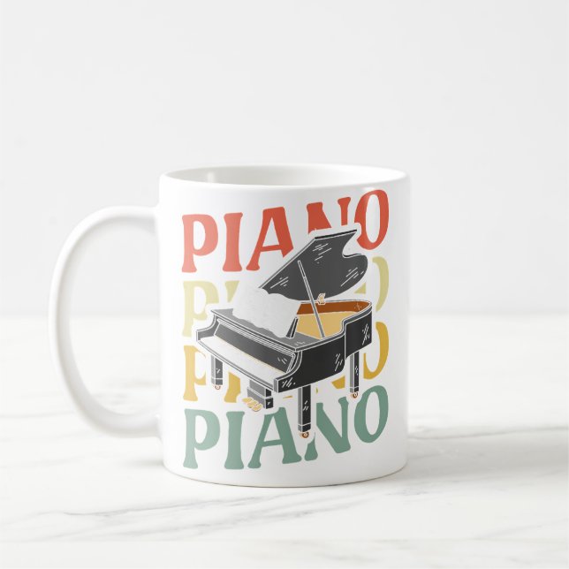 Retro Keyboard Pianist Instrument Musician Vintage Coffee Mug (Left)