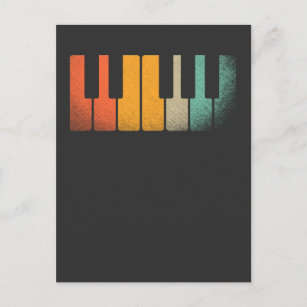 Retro Keyboard Piano Keys Musical Instrument Postcard