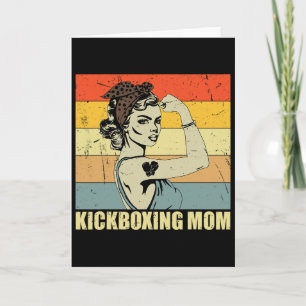 Retro Kickboxing Mom Martial Art Lover Vintage Mot Card