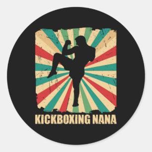 Retro Kickboxing Nana Grandma Of Kickboxer Martial Classic Round Sticker