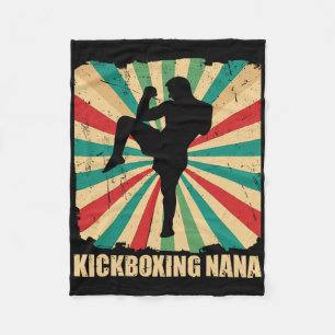 Retro Kickboxing Nana Grandma Of Kickboxer Martial Fleece Blanket
