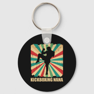Retro Kickboxing Nana Grandma Of Kickboxer Martial Key Ring