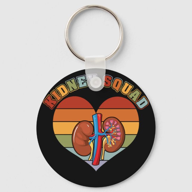 Retro Kidney Squad Team Nephrology Nurse Dialysis Key Ring (Front)