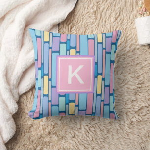 Retro Kids Colourful Geometric Monogram Cushion