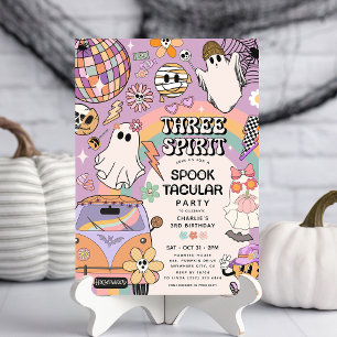 Retro Kids Halloween 3rd Birthday Party  Invitation