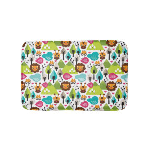 retro kids safari lion wildlife bath mat
