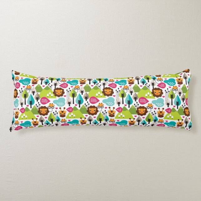 retro kids safari lion wildlife body cushion (Front)