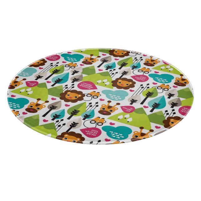 retro kids safari lion wildlife cutting board (Corner)