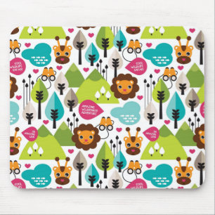 retro kids safari lion wildlife mouse mat