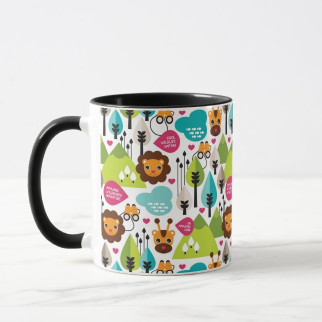 retro kids safari lion wildlife mug (Left)