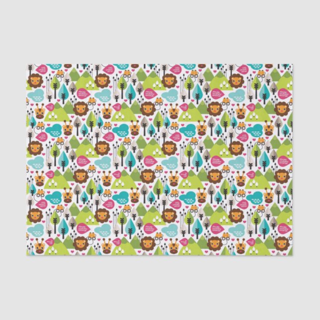 retro kids safari lion wildlife tissue paper (Front)