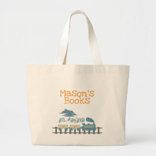 Retro Kids Train Name Library Book Large Tote Bag