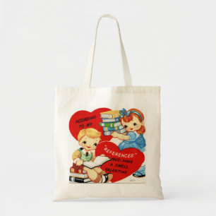 Retro Kids with Books Valentine Budget Tote Bag
