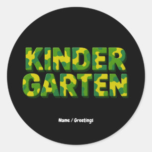 Retro Kindergarten Boys Teacher Camouflage Funny Classic Round Sticker